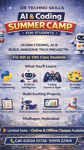 AI & Coding Summer Camp for Students 🚀 | Learn Python, AI & Build Projects | Hyderabad
