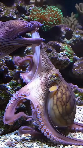 145K views · 1.1K reactions | Take a look at this two predator moray eel turn into combat with octopus while the eel attacking first but octopus got the upper hand . Who will win this battle ? 視 #wildanimals #animals #animallover #animalphotography #aquarium #aquariumlife #marine #marinelife #saltwateraquarium #saltwatertank #fishtank #viralvideo #viralanimals #fblifestyle | Chhim SeakLim | Facebook