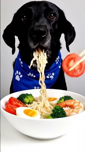 Why does this dog eat noodles better than me 💀 #relatable #fooddog