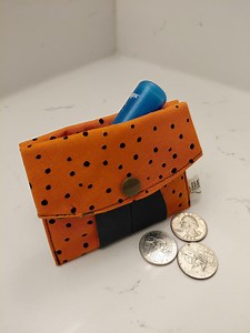 Polka Dot Mini Wallet: Pumpkin Orange Fabric Card Holder - Etsy