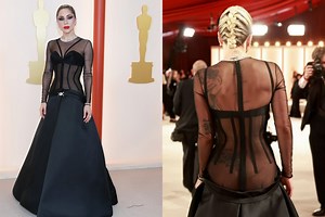 No Underwear! Lady Gaga Makes Bare-Bum Appearance at Oscars 2023 in Sheer Black Corset Dress