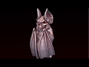 Gothic Bat Statue. Model for 3d print. Turntable.