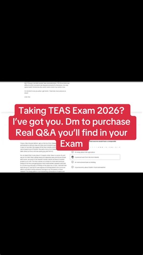 Taking TEAS Exam 2026? I’ve got you. Dm to purchase Real Q&A you’ll find in your Exam #Nurse #NurseLife #NursingStudent #NursingSchool #studywithme