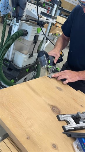 One of the coolest attachments for the Festool jig saws is the WT-PS 420 adjustable angle attachment! #festoolpartner | The Dusty Lumber Co.