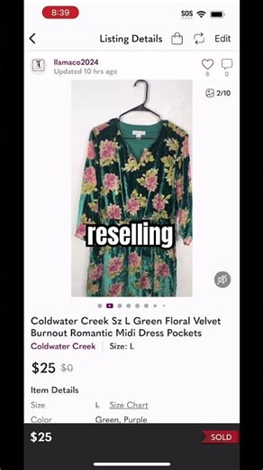 $1.18 thrift find turns into $25 sale! Coldwater Creek velvet dress flip 💃 #ThriftFlip #Reseller