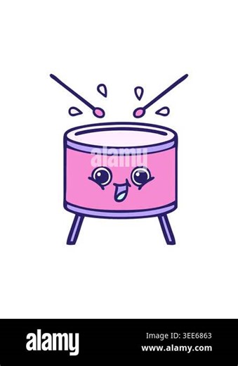 popping motion animation of fun cartoon of a drum Stock Video Footage - Alamy