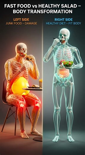 Healthy Diet vs Junk Food 😱 | What Happens to Your Body? (Fat Loss & Transformation) #food #facts