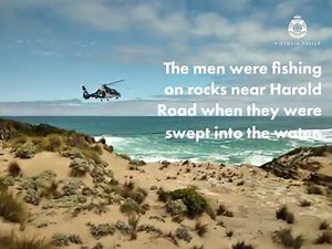 Three fishermen are thankful for the quick actions of police today after they were swept off rocks in Rye. With the assistance of Mornington police, Victoria State Emergency Service, CFA (Country Fire Authority) and Ambulance Victoria, they will live to fish another day 🎣 Read more 🔗http://bit.ly/3al1Nsd | Victoria Police