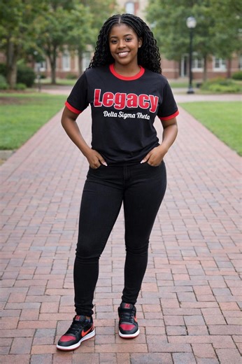 Delta Sigma Theta Legacy Shirt | DST Chenille Letter Tee | Sorority Legacy Apparel | Black & Red Greek Shirt | Custom DST Gift - Etsy