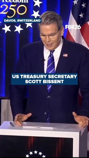 U.S. Treasury Secretary Scott Bessent calls out California Gov. Gavin Newsom at the World Economic Forum in Davos, Switzerland. "My message to Governor Newsom is the Trump administration is coming to California. We are going to crack down on waste fraud and abuse." https://bit.ly/49yKntC (Courtesy: Davos USA House) | FOX26