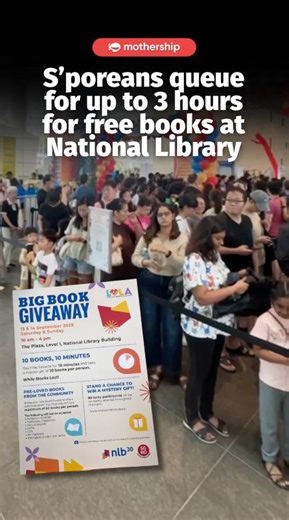 The National Library Board (NLB) is hosting its largest pre-loved book giveaway with 60,000 books up for grabs. They come from the library's collections and are generally older editions. Members of the public who would like to donate their books can do so at the event, and can drop up to 50 books off on both dates. Admission is free. | Mothership