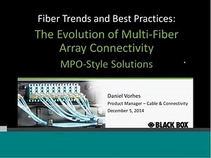 In this webinar, you'll learn the differences between MPO and MTP® connectors; see clear illustrations of classic Type A, B, and C pinning; understand how to make Method A, B, and C connections with the proper polarity; and gain insight into how to prepare for 40-/100-GbE with 24-strand fiber. | Black Box | Facebook