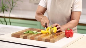 Large Wood Butcher Block Cutting Board | 1" thick 16x12" size | Dual tone mango & acacia wood | Chopping board for meat, vegetables, fruits, BBQ | Use as Charcuterie or cheese board