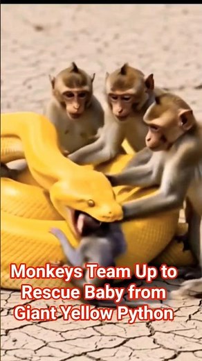 Monkeys Team Up to Rescue Baby from Giant Yellow Python 🐍 | Real Jungle Rescue Scene
