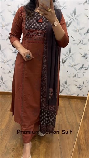 Priti Couture on Instagram: "*Designer Suit in Ethnic Dhabu Cotton* Premium Kurti Pant Dupatta Set in Rich Dhabu cotton fabric with *azrakh applique with block prints detailing of thread and mirror* with beautiful cotton duppata..🥳🥳 Special Highlight : Aline with Side Slit...one side pocket in pant Size : *36 38 40 42 44 46* Price : *1399 Freeship* *Ready To Dispatch*"