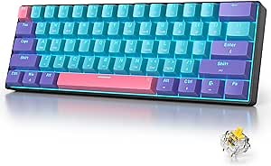 Fogruaden 60 Percent Wireless Gaming Keyboard, Wired/Bluetooth Mechanical Keyboard 60%, RGB Backlit, Hot-Swappable Yellow Switch