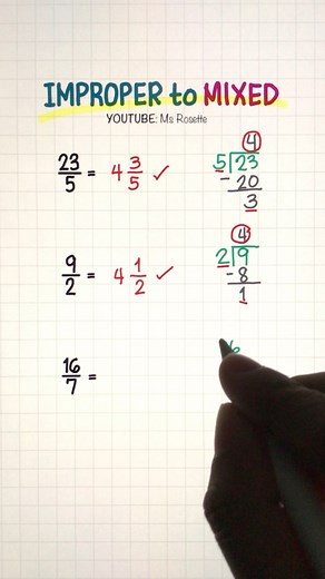 34K views · 420 reactions | That Big Top Number? Here’s How to Fix It (Improper → Mixed) 勞 #mathematics #fractions | Math Love | Facebook