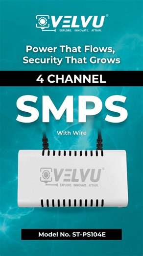 🔌 Powering Protection — Without Interruption! Introducing Velvu’s 4 Channel SMPS with Wire – built for stable, reliable and noise-free power supply to your CCTV system. 🟢 Pre-wired convenience 🔋 Stable voltage output 💪 Built for long CCTV performance 🎯 Because when it comes to power, compromise is not an option. Velvu Technologies #VelvuPower #SMPS4Channel #CCTVAccessories #ReliablePower #securewithvelvu #velvutechnologies #4channelsmps | Velvu Technologies