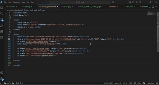 Learning HTML: Abbreviation, Links, and Media Tags | Priyanka Azmeera posted on the topic | LinkedIn