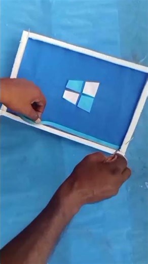 computer monitor model with thermocol & colour paper # short