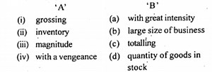 (i) grossing(ii) inventory(iii) magnitude(iv) with a vengean... | Filo
