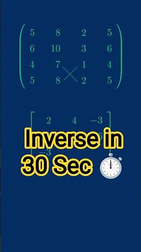 The FASTEST Way to Find the Inverse of a 3x3 Matrix! (Math Hack) 🤯 # shorts