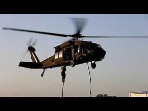US Army UH-60 Black Hawk fast rope training