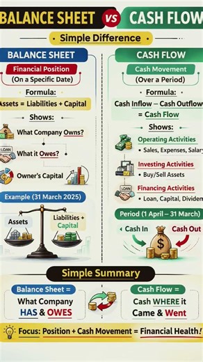 Balance sheet vs Cash flow Statement.