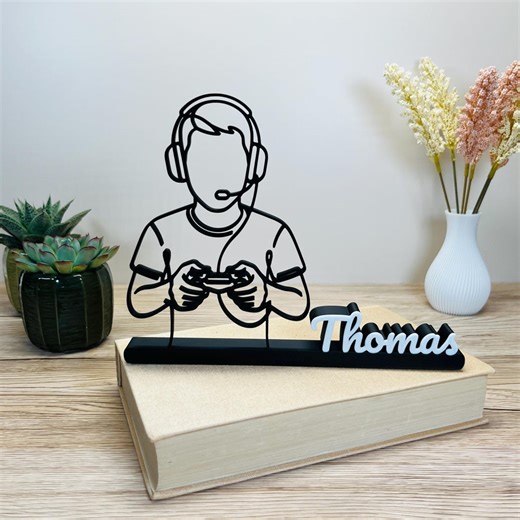 Personalized Gamer Gift for Him | Custom Name Sign | Minimalist Video Game Room Decor & Desk Art - Etsy