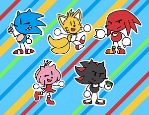 Sonic Doodle Sticker Bundle: Sonic, Tails, Knuckles, Amy, Shadow, Hand-drawn Vinyl Decals - Etsy