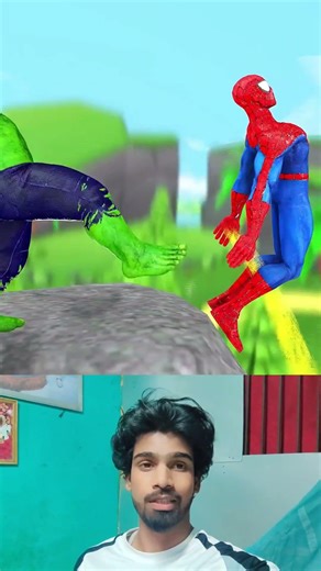 Hulk Kick Spider-man Mountain 😂 #spiderman #funny #comedy #hulk #shorts