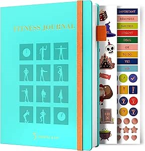 Fitness & Food Journal – Nutrition & Weight Loss Journal for Women & Men – Diet & Gym Workout Log Book with Calendars, Wellness Planner & Training Trackers - Undated, A5 Size, Hardcover