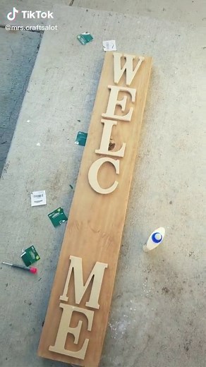 Finally made a Welcome Sign #diy #diycrafts #crafts #dollartree #gettingcrafty #diypresent #craftymom #crafts #welcomesign #diydecoration #roomdecor