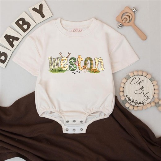 Personalized Deer Hunting Baby Boy Romper, Woodland Baby Clothes, Deer Baby Shower Gift, Baby Boy Clothes, Coming Home Outfit - Etsy