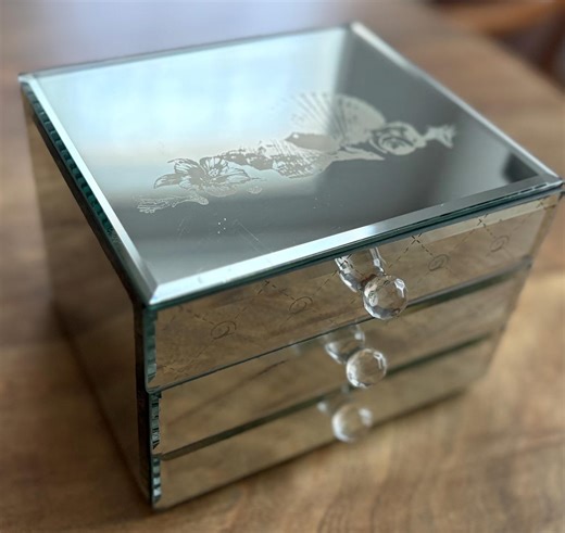Vintage Mirrored Glass Jewelry Box Three Drawer Vanity Box With Seashell Detail - Etsy