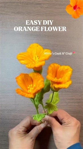DIY Orange Flower from Pipe Cleaner #diy #craft #mariescookncraft