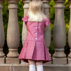Lily Girl's Drop Waist Dress Sewing Pattern: Pleated Skirt, Tulip Sleeve (PDF Digital) - Etsy