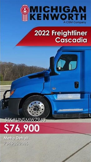 SOLD- 2022 Freightliner Cascadia Blue Raised Roof Sleeper– Metro Detroit Michigan - UNSMW7940