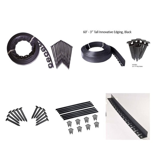 VALLEY VIEW No Dig Edging Combo: 60 ft. Black Resin Tall Edging with Stakes (30-Qty) and 30 ft. Polyethylene Edging with Nails - The Home Depot
