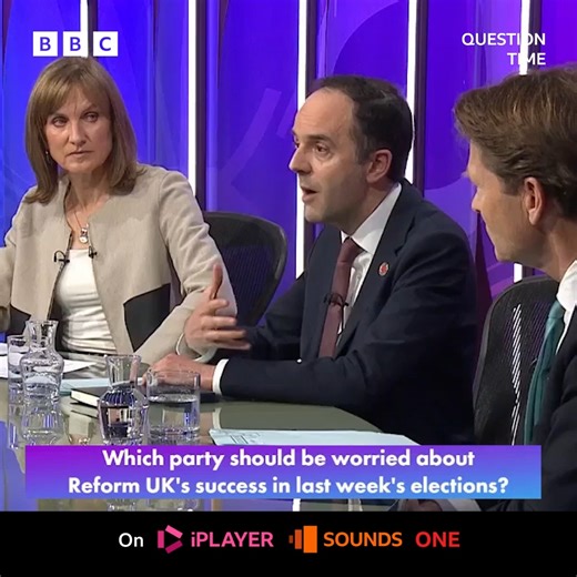 8.2K views · 41 reactions | “Which party should be worried about Reform UK?” Watch what the Question Time panel said on this audience question Catch up with the whole of this week’s #bbcqt debate from Hull, on Sounds and iPlayer now: bbc.co.uk/programmes/m002bwb3 | BBC Question Time | Facebook