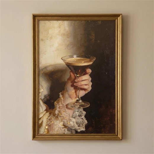 Vintage Espresso Martini Print, Vintage Cocktail Wall Art, Dark Academia Bar Cart Decor, Old Money Aesthetic, Victorian Cocktail Art - Etsy