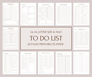 Minimal to Do List Digital, Simple to Do List Template, Printable Checklist, Daily Task List, Daily Weekly Monthly to Do List Pages - Etsy