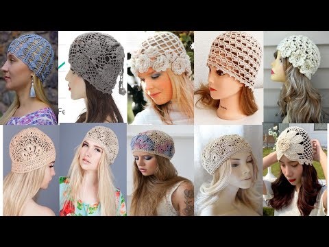Croshia lace skull cap designs|Crochet floral lacy beaine cap patterns