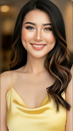 Stunning Heterochromia: Blue & Golden Eyes, Captivating Smile