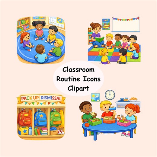Classroom Routine Icon Clipart, Visual Schedule Classroom Icon, Line up Clean up Lunch Recess Clipart, Preschool Kindergarten Teacher Visual - Etsy