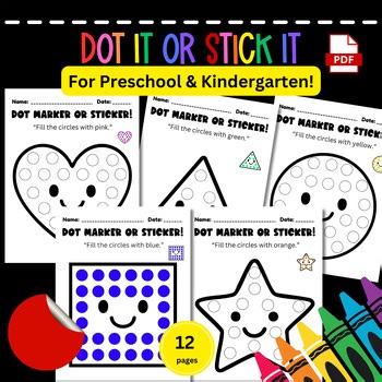 Smiling Shapes Dot Marker & Sticker Worksheets | Preschool Fine Motor