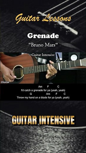Grenade - Bruno Mars | EASY Guitar Tutorial with Chords / Lyrics - Guitar Lessons #chordgitar