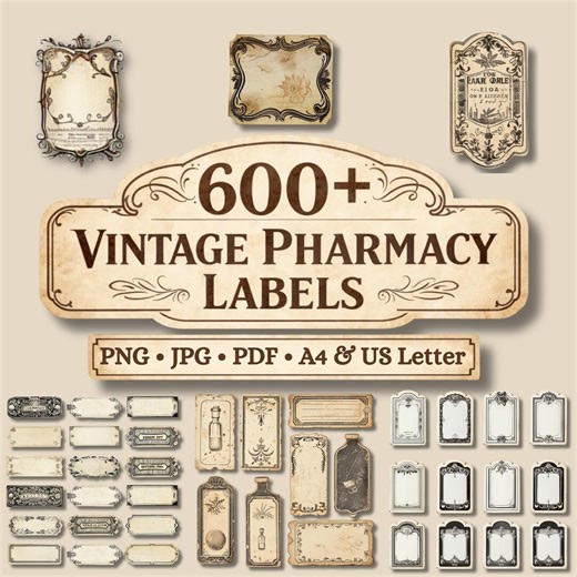 600+ Vintage Pharmacy Labels, Antique Apothecary Bundle, Medicine Bottle Ephemera Download - Etsy