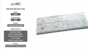 Apollo Tile Grandis White and Gray 3 in. x 6 in. Beveled Polished Bianco Carrara Marble Subway Tile (5 sq. ft./case) 40-Pack APLFCA8836BPA