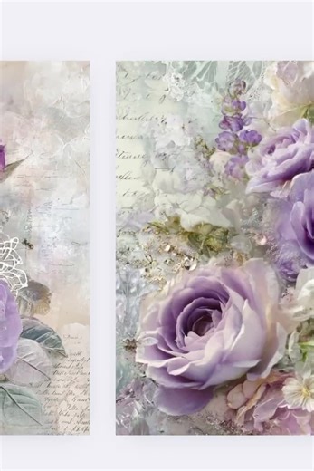 Lilac Roses Floral Digital Paper Pack: 24 PNG Backgrounds (printable PDF Included) - Etsy